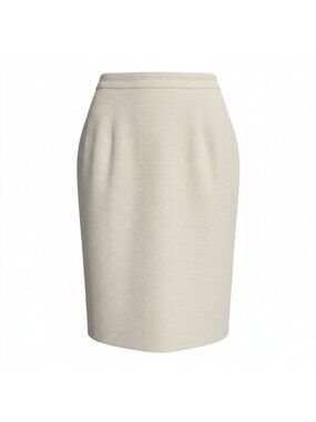 Chanel Tweed Skirt Tight 42 Ivoryu-l